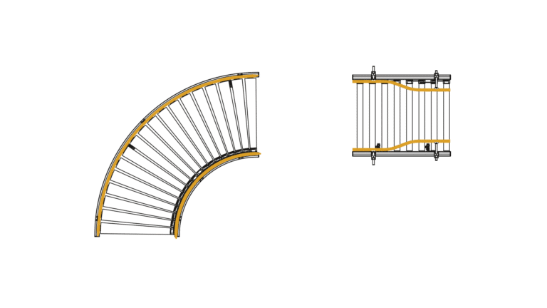 Curve guidance and funneling of product