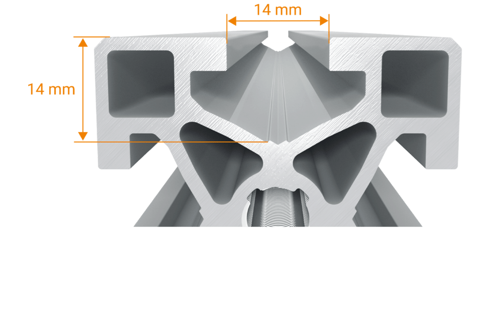 Profilquerschnitt mit 14 mm Profilnut