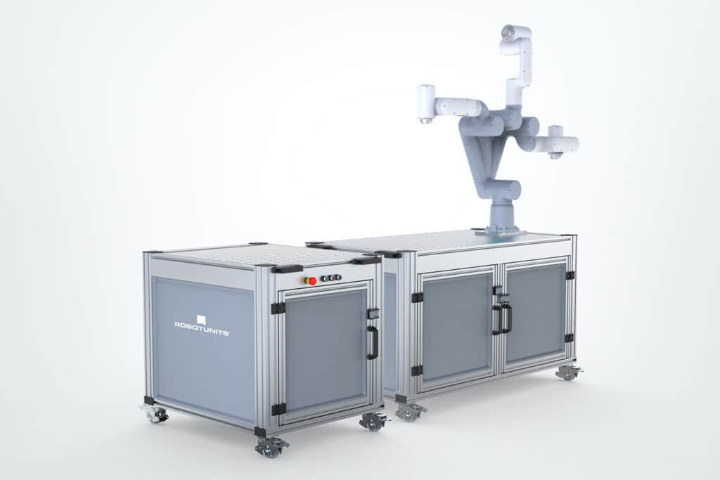 Robotunits Cobot-Station mit Leichtbauroboter – modulare Automatisierungslösung für flexible Produktionsumgebungen