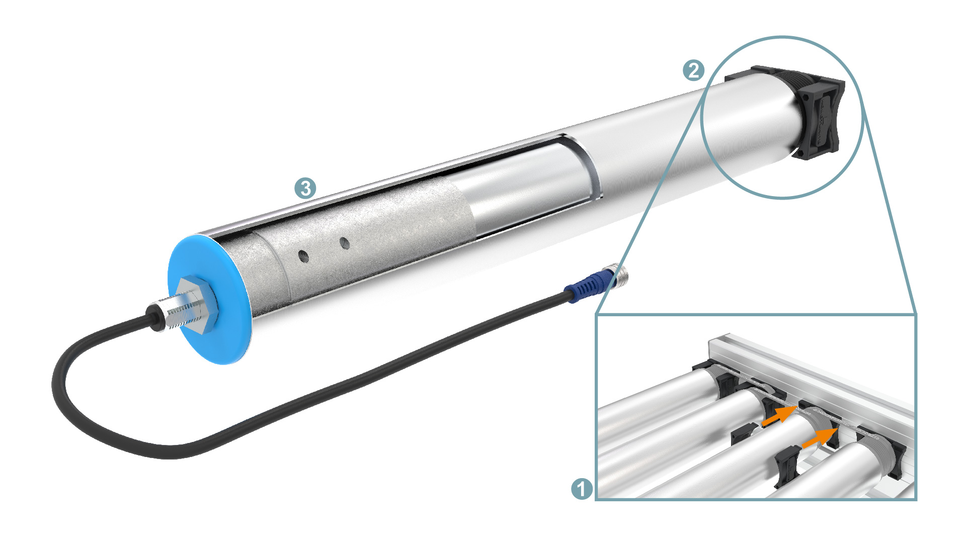 Rollenbahnen Eingreifschutz bei der Antriebsrolle mittels Abdeckungen am Poly-V Riemen